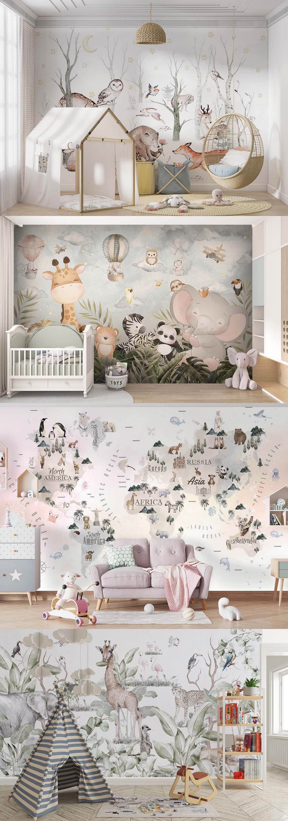 Bebek ve Çocuk Odaları için Duvar Kağıtları
