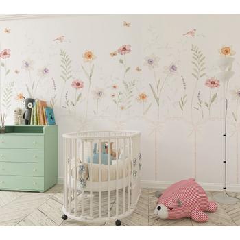 Altı Kurdaleli üstü Soft renk Çiçekler Kız Çocuk ve Genç Odası Duvar Kağıdı