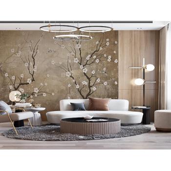 Ağaç Dalları üzerinde Beyaz çiçekler Vintage Duvar Kağıdı