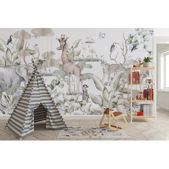 Ağaçlar ve Yapraklar Arasında Sevimli Hayvanlar Duvar Kağıdı