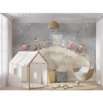 Ay üzerinde Müzik çalak sevimli hayvanlar