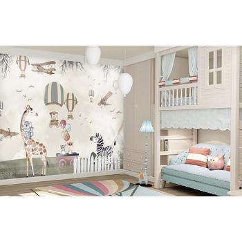 Balonlar Uçaklar Sevimli Hayvanlar Çocuk Odası Duvar Kağıdı