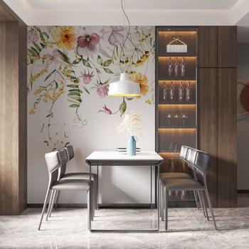 Beyaz Zemin Üzerinde Renkli Çiçekler Duvar Kağıdı