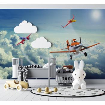 Bulutların Üzerinde Uçaklar Çocuk Odası Duvar Kağıdı