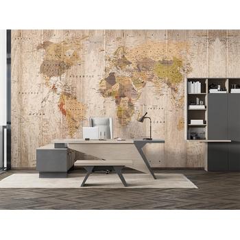 Detaylı Eskitme Tarz  Dünya Haritası Duvar Kağıdı
