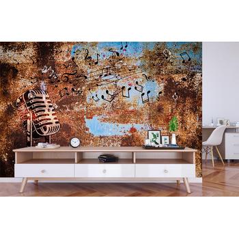 Eskitme Zemin Üzerinde Mikrofon Duvar Kağıdı