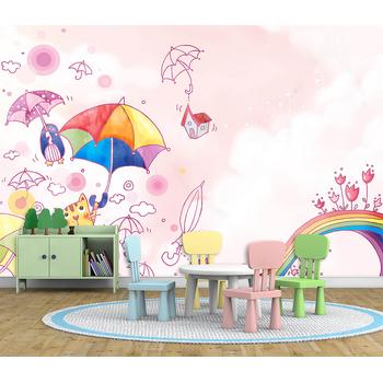 Gökkuşağı ve Renkli Şemsiyeler Duvar Kağıdı