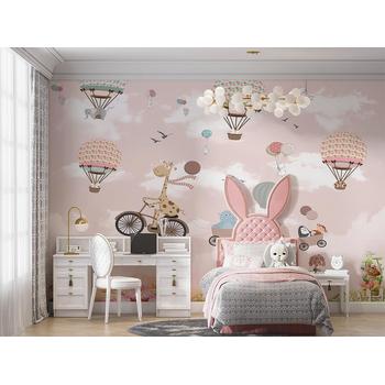 Gökyüzünde Bisiklet Süren Zürafa ve Arkadaşları Duvar Kağıdı