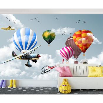 Gökyüzünde Uçaklar ve Balonlar Çocuk Odası Duvar Kağıdı