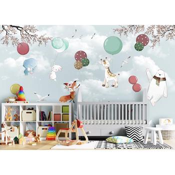 Gökyüzünde Uçan Balonlara Tutunan Sevimli Hayvanlar Duvar Kağıdı