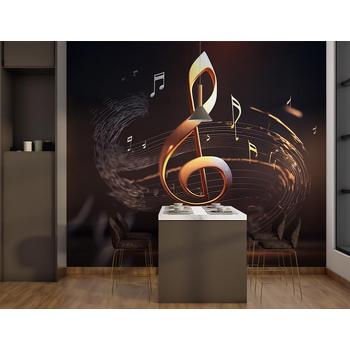 Gold Renklerde Sol Anahtarı Müzik Temalı Duvar Kağıdı