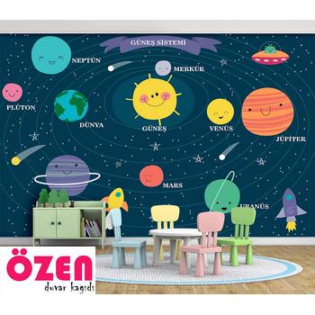 Güneş Sistemi ve Gezegenler Eğitici Çocuk Duvar Kağıdı