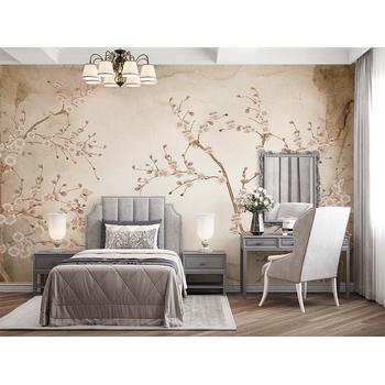 Japon Tarz Ağaç Dalları ve Çiçekler Duvar Kağıdı