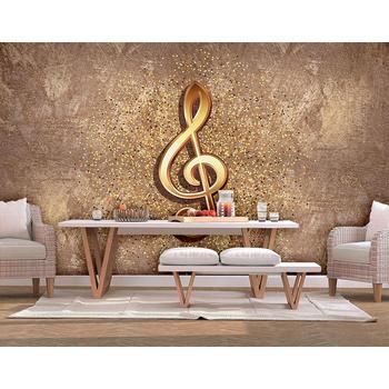 Kahverengi Gold Müzik Notalı Duvar Kağıdı