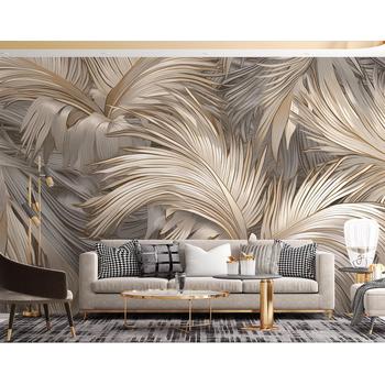 Krem - Bej Yapraklar Duvar Kağıdı