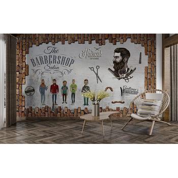 Kuaför Berber Salonu için 3 Boyutlu Duvar Kağıdı