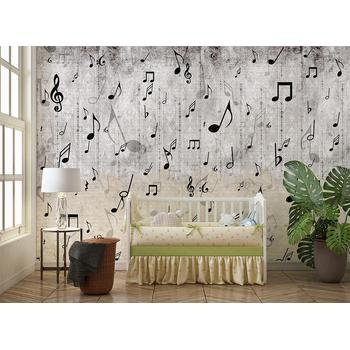Müzik Notaları Vintage Zemin Özel Tasarım Duvar Kağıdı