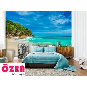 Okyanus Kenarında Tropikal Ağaçlar Duvar Kağıdı