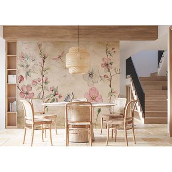 Çiçekler ve Ağaç Dalları Vintage Duvar Kağıdı