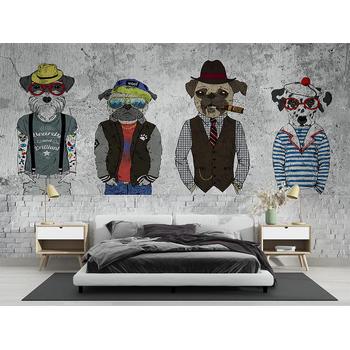 Retro Elbiseli Köpekler Duvar Kağıdı