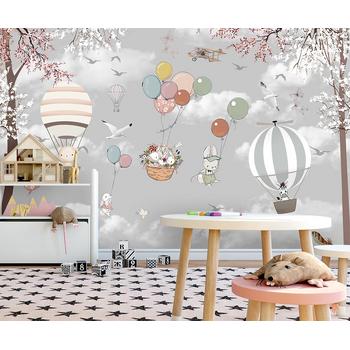 Sevimli Hayvanlar Gökyüzünde Çocuk Odası Duvar Kağıdı