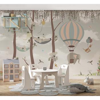 Sevimli Koalalar ve Uçan Balonlar Çocuk Odası Duvar Kağıdı