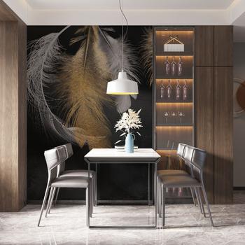 Siyah Zemin üzerinde Beyaz Gold Tüyler Duvar Kağıdı