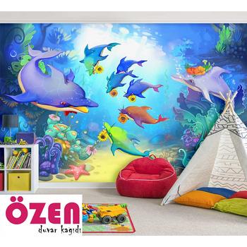 Su Altında Sevimli Yunus Balıkları Duvar Kağıdı
