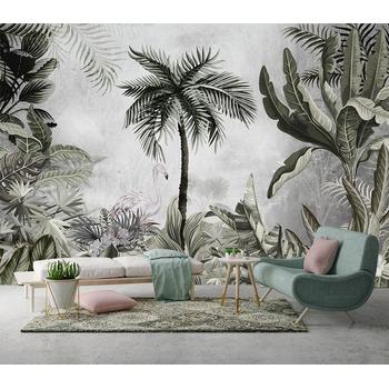 Tropikal Ağaçlar içerisinde Flamingo Duvar Kağıdı