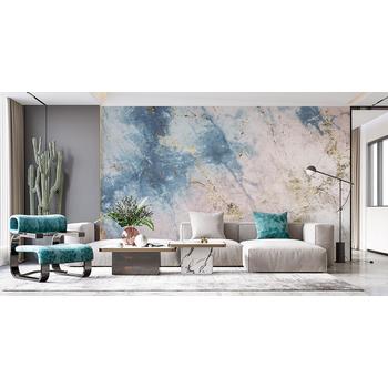 Turkuaz - Gold Mermer Desenli Duvar Kağıdı