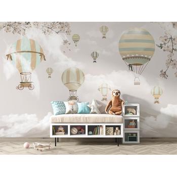 Uçan Balonlar Gökyüzünde Çocuk Odası Duvar Kağıdı