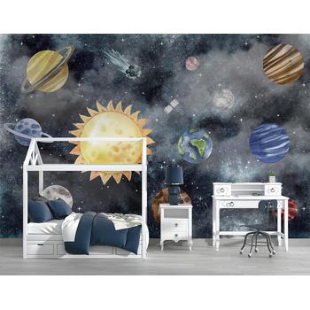 Uzay Gezegenler Galaksi Çocuk Odası Duvar Kağıdı