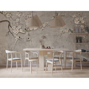 Vintage Çiçekler ve Ağaç dalları ve Kuşlar Duvar Kağıdı