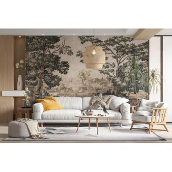 Ağaçlar ve Hayvanlar Antik Tarz Duvar Kağıdı