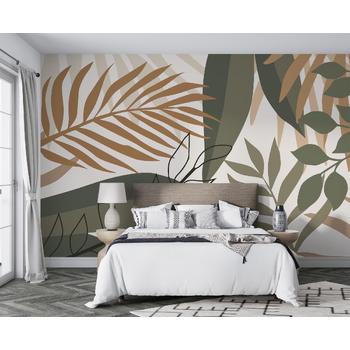 Çizim Tarz Tropikal Yapraklar Duvar Kağıdı Modeli