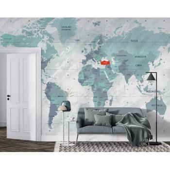 Dünya Haritası Duvar Kağıdı , 2025 Trend Harita Duvar Kağıdı , Beton Zemin