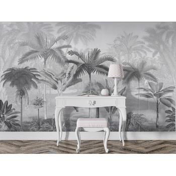 Gri Tonlarda Ağaçlar ve Yapraklar Duvar Kağıdı