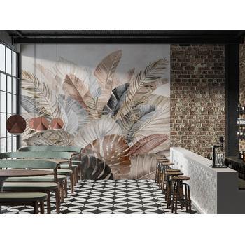 Son Moda Renkli Yapraklar Duvar Kağıdı , Salon Duvar Kağıdı Modelleri