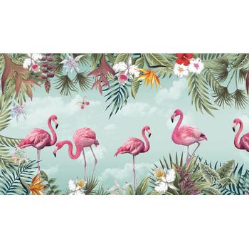 Tropikal Yapraklar ve Flamingolar 469x267 cm