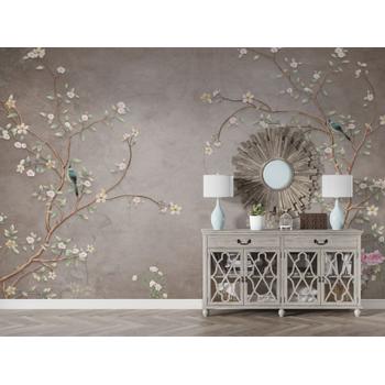 Vintage Duvar Kağıdı Modelleri ve Fiyatları ince Ağaç dalları ve Çiçekler