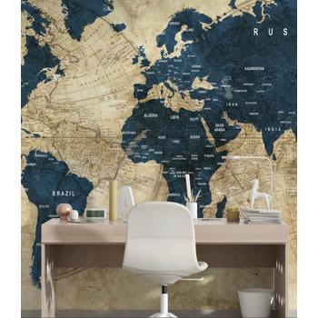 Vintage Tarz Dünya Haritası Duvar Kağıdı , Eskitme Tarz world map