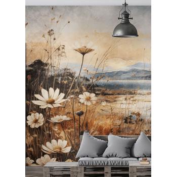 Vintage Tarz Papatyalar Duvar Kağıdı Modeli