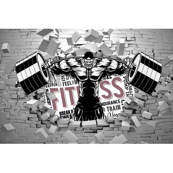3 Boyutlu Spor Salonları Fitness GYM Duvar Kağıdı 355x250 cm