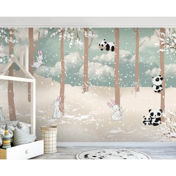 Ormanda Tavşanlar ve Pandalar Duvar Kağıdı