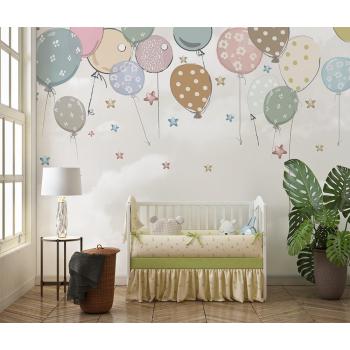 Renkli Balonlar Bebek ve Çocuk Odası Duvar Kağıdı