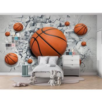3 Boyutlu Çatlak Duvar içinde Basketbol Topu Duvar Kağıdı