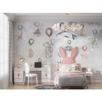 Balonlar ve Sevimli Hayvanlar Çocuk Odası Duvar Kağıdı