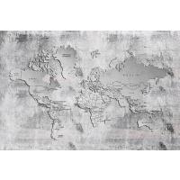 Beton Zemin Kabartma Efekt Dünya Haritası Duvar Kağıdı 200x130 cm