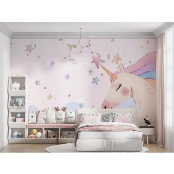 Boynuzlu At - Unicorn Kız Çocuk Odası Duvar Kağıdı