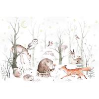 Çocuk Odası Duvar Kağıdı Ormandaki Sevimli Hayvanlar 250x170 cm